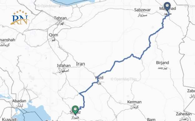 بهترین مسیر شیراز تا مشهد